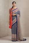 Buy_Ritu Kumar_Blue Na Printed Saree _at_Aza_Fashions