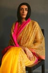 Shop_Shorshe Clothing_Yellow Handloom Chanderi Embroidery Round Saree With Blouse _at_Aza_Fashions