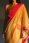 Buy_Shorshe Clothing_Yellow Handloom Chanderi Embroidery Round Saree With Blouse _Online_at_Aza_Fashions