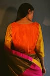 Buy_Shorshe Clothing_Gold Handloom Tissue Embroidery V Neck Saree With Blouse _Online_at_Aza_Fashions