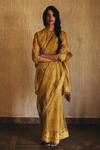 Buy_Shorshe Clothing_Yellow Organza Embroidered Saree _at_Aza_Fashions