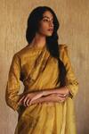 Shop_Shorshe Clothing_Yellow Organza Embroidered Saree _at_Aza_Fashions