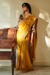 Buy_Shorshe Clothing_Yellow Handloom Silk Embellished Saree _at_Aza_Fashions