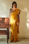 Shop_Shorshe Clothing_Yellow Handloom Silk Embellished Saree _at_Aza_Fashions