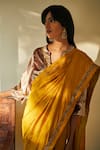 Shorshe Clothing_Yellow Handloom Silk Embellished Saree _Online_at_Aza_Fashions