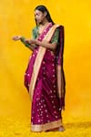 Buy_Weaver Story_Purple Pure Katan Silk Zari Handloom Saree_at_Aza_Fashions