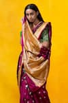 Weaver Story_Purple Pure Katan Silk Zari Handloom Saree_Online_at_Aza_Fashions