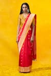 Buy_Weaver Story_Red Pure Katan Silk Woven Zari Butti Banarasi Handloom Saree _at_Aza_Fashions