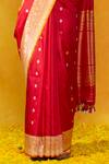 Buy_Weaver Story_Red Pure Katan Silk Woven Zari Butti Banarasi Handloom Saree _Online_at_Aza_Fashions