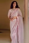 Shorshe Clothing_Pink Handwoven Tissue Saree _Online_at_Aza_Fashions