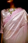 Shop_Shorshe Clothing_Pink Handwoven Tissue Saree _Online_at_Aza_Fashions