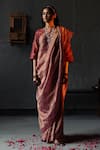 Shop_Shorshe Clothing_Pink Handloom Tissue Embroidery Sequin And Gota Patti Saree _at_Aza_Fashions