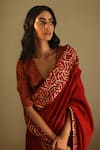 Shorshe Clothing_Red Gota Chanderi Embroidered Saree _Online_at_Aza_Fashions