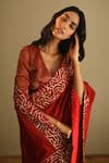 Buy_Shorshe Clothing_Red Gota Chanderi Embroidered Saree _Online_at_Aza_Fashions