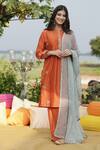 Buy_Sravanti_Orange Round Embroidered Kurta Set  _Online_at_Aza_Fashions