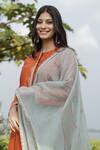 Sravanti_Orange Round Embroidered Kurta Set  _at_Aza_Fashions