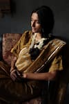 Shorshe Clothing_Gold Handloom Tissue Saree _Online_at_Aza_Fashions