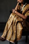 Shorshe Clothing_Gold Handloom Tissue Saree _at_Aza_Fashions