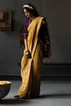 Shorshe Clothing_Yellow Handloom Tissue Cutdana And Sequin Saree _Online_at_Aza_Fashions