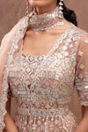 Buy_Aneesh Agarwaal_Gold Net V Neck Foil Applique Embroidered Jacket Lehenga Set_Online_at_Aza_Fashions