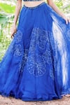 Shop_Salt And Spring_Blue Organza Sequins Sweetheart Neck Floral Embroidered Skirt And Blouse Set _Online_at_Aza_Fashions