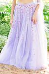 Buy_Salt And Spring_Purple Tulle Leaf And Floral Motifs V Neck Botanical Embroidered Lehenga Set _Online_at_Aza_Fashions