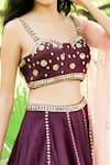 Salt And Spring_Purple Net, Chanderi Sweetheart Neck Embroidered Lehenga Set _at_Aza_Fashions