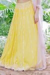 Shop_Salt And Spring_Yellow Net, Chanderi Mirror, Sequins V Neck Embroidered Lehenga Set _Online_at_Aza_Fashions