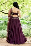 Shop_Salt and Spring_Purple Habutai Silk Embroidered Mirror Square Neck Lehenga Set  _at_Aza_Fashions