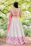 Shop_Salt and Spring_White Chanderi Embroidered Sequins V Neck Patchwork Lehenga Set _at_Aza_Fashions