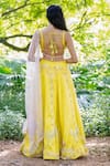 Shop_Salt and Spring_Yellow Organza Embroidered Horse Motifs V Neck Lehenga Set _at_Aza_Fashions