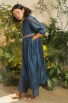 Buy_Chokhi Chorri_Blue Kurta Malai Chanderi Pant Silk And Palazzo Set _at_Aza_Fashions
