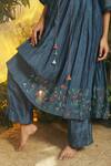 Buy_Chokhi Chorri_Blue Kurta Chanderi Pant Anarkali And Palazzo Set _Online_at_Aza_Fashions