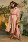 Buy_Chokhi Chorri_Pink Kurta Malai Chanderi Pant Silk Embroidered Tunic And Set _at_Aza_Fashions