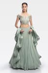 Buy_Gaurav Gupta_Green Viscose Georgette Panelled Lehenga Set_at_Aza_Fashions