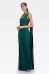 Buy_Gaurav Gupta_Green Shimmer Saree With Blouse_Online_at_Aza_Fashions