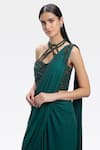 Shop_Gaurav Gupta_Green Shimmer Saree With Blouse_Online_at_Aza_Fashions