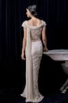 Shop_Gaurav Gupta_White Silk Georgette Pre-draped Embroidered Saree Gown_at_Aza_Fashions