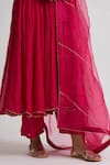 Buy_Dot_Pink Organza, Chanderi, Cotton Silk Round Anarkali Set _Online_at_Aza_Fashions