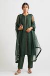 Buy_Dot_Green Organza Gota Patti, Thread Work Round Kurta Set _at_Aza_Fashions