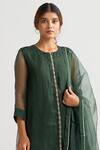 Shop_Dot_Green Organza Gota Patti, Thread Work Round Kurta Set _at_Aza_Fashions