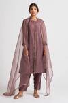 Buy_Dot_Purple Organza Thread Work Round Kurta Set _at_Aza_Fashions