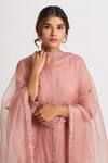 Shop_Dot_Pink Organza Thread Work Round Kurta Set _at_Aza_Fashions