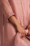 Buy_Dot_Pink Organza Thread Work Round Kurta Set _Online_at_Aza_Fashions