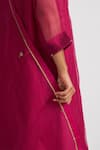 Dot_Pink Organza Thread Work Round Kurta Set _Online_at_Aza_Fashions