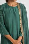 Shop_Dot_Green Chanderi, Cotton Silk Gota Patti, Thread Embroidered Kurta Palazzo Set _at_Aza_Fashions