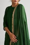 Buy_Dot_Green Cotton Silk Hand Embroidered Thread Work High Neck Kurta Palazzo Set _Online_at_Aza_Fashions