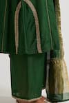 Shop_Dot_Green Cotton Silk Hand Embroidered Thread Work High Neck Kurta Palazzo Set _Online_at_Aza_Fashions