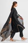 Shop_Dot_Black Chanderi, Cotton Silk Gota Patti, Thread Embroidered Kurta Palazzo Set _at_Aza_Fashions
