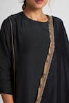 Buy_Dot_Black Chanderi, Cotton Silk Gota Patti, Thread Embroidered Kurta Palazzo Set _Online_at_Aza_Fashions